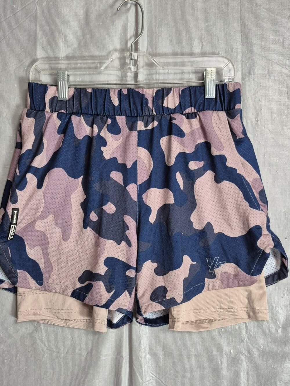 YoungLA Camo Compression Lined Shorts Mens M Blue Gym Performance Training 0698
